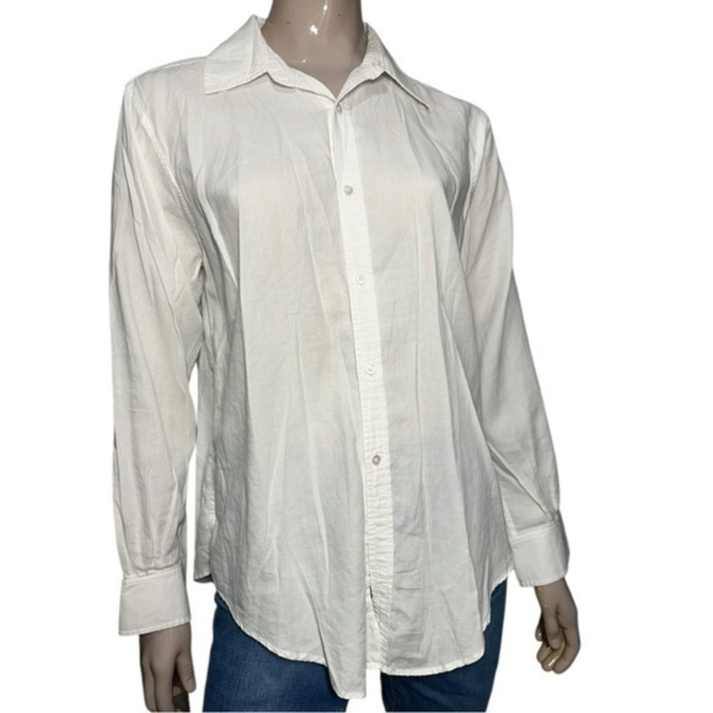 Crippen Women’s Size M White Cotton Long Sleeve Button Down Shirt